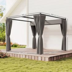 OUTSUNNY Gazebo pergola 3x3 m s stranskimi stenami in zložljivo streho, zunanji gazebo iz kovine in poliestra 180g/m2, za vrt, teraso in poslovne dejavnosti, svetlo siva