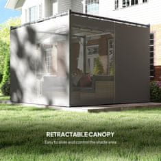 OUTSUNNY Gazebo pergola 3x3 m s stranskimi stenami in zložljivo streho, zunanji gazebo iz kovine in poliestra 180g/m2, za vrt, teraso in poslovne dejavnosti, svetlo siva