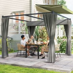 OUTSUNNY Gazebo pergola 3x3 m s stranskimi stenami in zložljivo streho, zunanji gazebo iz kovine in poliestra 180g/m2, za vrt, teraso in poslovne dejavnosti, svetlo siva