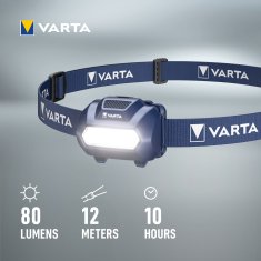 Varta H10 naglavna svetilka, LED, 80 lm, 3xAAA