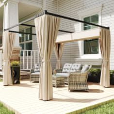OUTSUNNY Gazebo pergola 3x3 m s stranskimi stenami in zložljivo streho, zunanji gazebo iz kovine in poliestra 180g/m2, za vrt, teraso in poslovne dejavnosti, bež