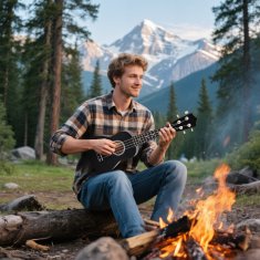HOMCOM Ukulele soprano z 21 palci za začetnike, ukulele iz lesa z strunami iz najlona, plektro in rezervna struna, črno