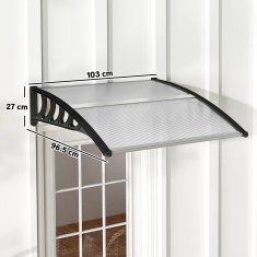 OUTSUNNY Zunanja nadstrešnica 103x96.5cm, nadstrešnica za zunanjost s nosilci iz polikarbonata in palicami iz aluminija, za balkone, okna in vrata, prozorna
