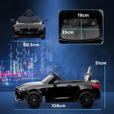 AIYAPLAY Električni avto za otroke 12V z licenco BMW M4, električni avto za otroke z 2 motorjema, vzmetenjem, daljinskim upravljalnikom 2.4G, hupo in žarometi, 3-5KM/H, največja nosilnost 30KG, črna