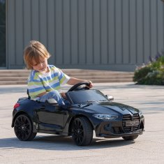 AIYAPLAY Električni avto za otroke 12V z licenco BMW M4, električni avto za otroke z 2 motorjema, vzmetenjem, daljinskim upravljalnikom 2.4G, hupo in žarometi, 3-5KM/H, največja nosilnost 30KG, črna