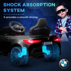 AIYAPLAY Električni avto za otroke 12V z licenco BMW M4, električni avto za otroke z 2 motorjema, vzmetenjem, daljinskim upravljalnikom 2.4G, hupo in žarometi, 3-5KM/H, največja nosilnost 30KG, črna