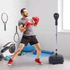 HOMCOM Punching ball da terra, sacco da boxe da terra z base riempibile, ventose e guantoni, altezza regolabile 4 livelli da 136-154 cm, speed bag per home gym casa e palestra, nero