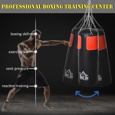 HOMCOM Komplet boksarske vreče za odrasle 120 cm, viseča boksarska vreča z rokavicami in kavlji, trening za kickboxing, črna rdeča
