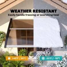 OUTSUNNY Zunanja tenda 103x96.5cm, tenda za zunanjo uporabo s polikarbonatnimi nosilci in aluminijastimi palicami, za balkon okna in vrata, rjava