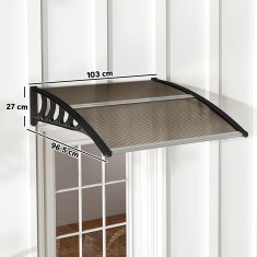 OUTSUNNY Zunanja tenda 103x96.5cm, tenda za zunanjo uporabo s polikarbonatnimi nosilci in aluminijastimi palicami, za balkon okna in vrata, rjava
