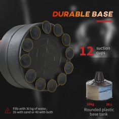 HOMCOM Boksarska vreča z nastavljivo višino s punch ball, rotacijsko palico in polnilno osnovo, talna vreča iz PU, EPE in HDPE, 88x48x155-205 cm, rdeča in črna