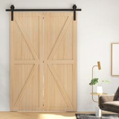 HOMCOM Komplet za drsna vrata zložljiva iz črnega karbonskega jekla 152.5x0.5x4 cm z dodatki vključenimi