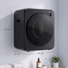 HOMCOM Mini prenosni sušilnik 2.5 kg, 5 programov, 800/400 w kompaktni sušilnik, sprednje polnjenje, do 60Celsius, naložljiv/stenski/samostoječ, boben iz nerjavečega jekla, stanovanje, črna