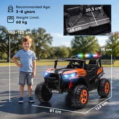 AIYAPLAY Otroški električni avtomobil 2 sedeža 24V terenski, 3-8km/h električni avtomobil za otroke 3-8 let 60KG z 2 motorjema, vzmetenjem, daljinskim upravljanjem, glasbo, led-žarometi in hupo, oranžni