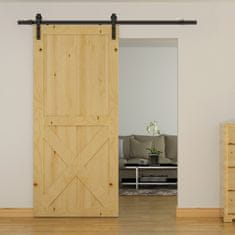 HOMCOM 200Cm tirnica za drsna vrata komplet dodatkov z tirnico in kolesi nosilnost 100kg ogljikovo jeklo 200×4×0.6cm