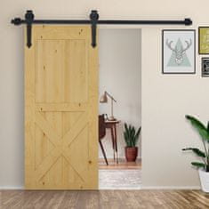 HOMCOM 200Cm/6.6Ft komplet za drsna vrata nosilnost 100Kg, tir za drsna vrata z kolesci rustikalni stil, črna