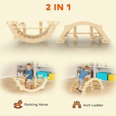 AIYAPLAY Arco Montessori za otroke 2-4 let, ki se lahko spremeni v gugalnik, lesena plezalna igrača, 110x52x45 cm, barva lesa
