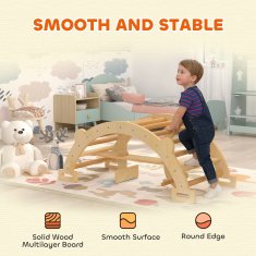 AIYAPLAY Arco Montessori za otroke 2-4 let, ki se lahko spremeni v gugalnik, lesena plezalna igrača, 110x52x45 cm, barva lesa