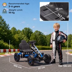 AIYAPLAY Poganjalni go kart za otroke 3-6 let, 50 kg nosilnost, poganjalno vozilo za otroke z prestavo, naprej, nazaj, držalom za kozarce in kolesi iz protizdrsne EVA, moder