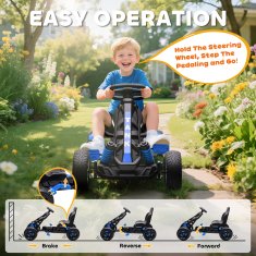 AIYAPLAY Poganjalni go kart za otroke 3-6 let, 50 kg nosilnost, poganjalno vozilo za otroke z prestavo, naprej, nazaj, držalom za kozarce in kolesi iz protizdrsne EVA, moder