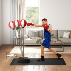 HOMCOM Boksarski balon za tla za odrasle, boksarska vreča za tla s polnilno osnovo, zračna črpalka in rokavice, nastavljiva višina od 126 do 144 cm, hitrostni balon za domačo telovadnico in fitnes