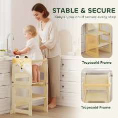 AIYAPLAY Montessori stolp za otroke 2-5 let z tablo in mizo, otroški stolček iz vezanega lesa, 57x39x93 cm, lesena barva