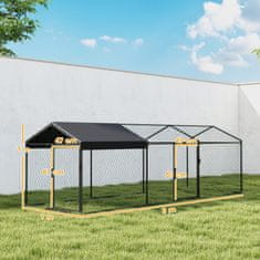 PAWHUT Kurnik za kokoši na prostem, 3x1x1m 3m² ograja za kokoši iz pocinkane kovine z 2 vratoma, streha nepremočljiva anti-uv in ključavnica, kletka za piščance, male živali, zajce, race, kmetijo