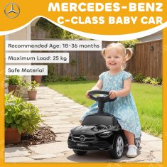 AIYAPLAY Otroški avto za prve korake z licenco Mercedes Benz z hupo in prostorom za shranjevanje, otroški avto iz PP in jekla, 65x28x39 cm, črna