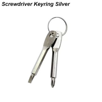 KJB EDC Pocket Screwdriver Keychain Set for Quick Everyday Fixes Mini izvijač za ključe z obojestranskim nastavkom, srebrn