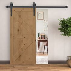 HOMCOM 200 Cm/6.6 ft komplet za drsna vrata 2 m iz ogljikovega jekla, tir za enojna drsna vrata s kolesi rustični slog, rjava