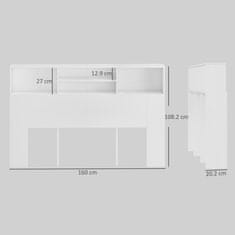 HOMCOM Samostoječe vzglavje postelje 160 cm z oddelki, moderno vzglavje za zakonsko posteljo s 4 odprtimi prostori, 160x20, 2x108, 2 cm, bela