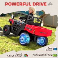 AIYAPLAY Električni avtomobil za otroke UTV 12V terenski avto za otroke s prtljažnikom, 2 motorja, 3-Točkovni varnostni pas, daljinski upravljalnik, vzmetenje, USB, glasba, svetlobe, 1.8-3.7 km/h, 3-8 let