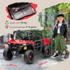 AIYAPLAY Električni avtomobil za otroke UTV 12V terenski avto za otroke s prtljažnikom, 2 motorja, 3-Točkovni varnostni pas, daljinski upravljalnik, vzmetenje, USB, glasba, svetlobe, 1.8-3.7 km/h, 3-8 let