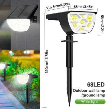 KJB Solar Landscape Lights Outdoor Waterproof Spotlights, 72/68 LED Zunanja solarna LED svetilka, 68 LED, bela, 1 kos