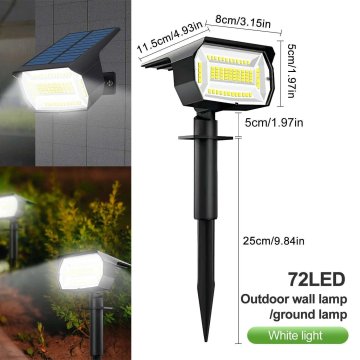 KJB Solar Landscape Lights Outdoor Waterproof Spotlights, 72/68 LED Zunanja solarna LED svetilka, 72 LED, bela, 1 kos
