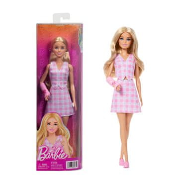 1423 Barbie Fashionista punčka z roza karirasto obleko in igralsko zasedbo