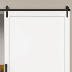 HOMCOM 200 Cm/6.6 FT komplet za drsna vrata nosilnost 20 kg, tirnica za drsna vrata in krila 200 cm s kolesci rustični slog, črna