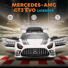 AIYAPLAY Električni avto za otroke mercedes-amg GT3, 12V električni avto za otroke 3-8 let z 2 motorjema, daljinskim upravljalnikom, LED lučmi, brezžično glasbo, ročajem in prevoznimi kolesci, bela