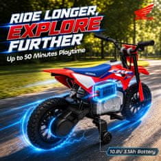 AIYAPLAY Električni motor za otroke 3-8 let 12V licenca honda CRF 450R, litijeva baterija, električni motorček za otroke z vzmetenjem, snemljiva kolesca, 3-6 KM/H, MAX 30 KG, rdeča