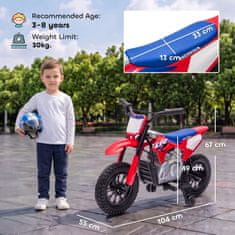 AIYAPLAY Električni motor za otroke 3-8 let 12V licenca honda CRF 450R, litijeva baterija, električni motorček za otroke z vzmetenjem, snemljiva kolesca, 3-6 KM/H, MAX 30 KG, rdeča