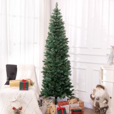 HOMCOM Božično drevo umetno 210cm s 687 vejami, božično drevo vitko visoko in ozko z zložljivim podnožjem, zeleno
