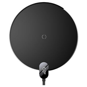 BASEUS Brezžični induktivni polnilnik Digital LED 15W (črn)