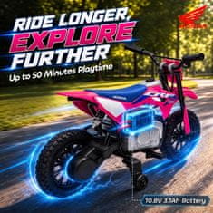 AIYAPLAY Električni motor za otroke 3-8 let 12V licenca honda CRF 450R, litijeva baterija, električni motorček za otroke z vzmetenjem, odstranljiva kolesca, 3-6 km/h, maks 30 kg, roza
