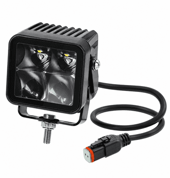 Kramp LED delovna svetilka, kvadratna 40W 4800lm 12/24V, bela, 81x82,5x67,5 mm usmerjena svetloba z Deutsch vtičem, 4 LED diode