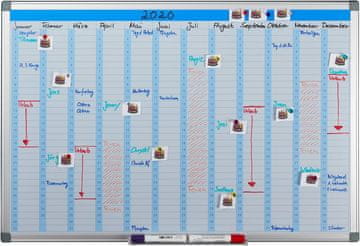 slomart Relaxdays letni planer whiteboard 90x60 cm - magnetni, bel