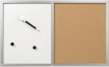 Herlitz Herlitz Pinnwand & Magnetna tabla 40x60cm, leseni okvir, srebrna