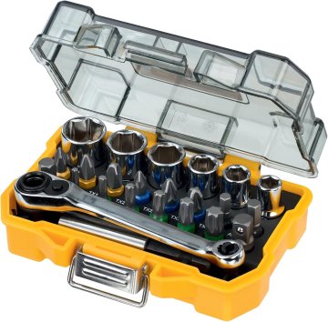DeWalt DEWALT 24-delni set nasadnih ključev in nastavkov z ragljo