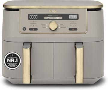 Ninja Ninja Dual Zone Digitalna Friteza na Vrući Zrak, 9,5L, 6-u-1, Kameno/Zlato