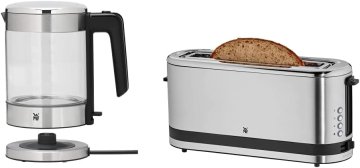 WMF WMF Küchenminis Stekleni grelnik vode 1L 1900W in Toaster z dolgim režo in nastavkom za žemlje, 900W