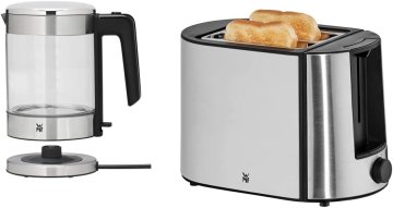 WMF WMF Küchenminis Stekleni grelnik vode 1L 1900W in Bueno Pro Toaster iz nerj. jekla, dvojni reži